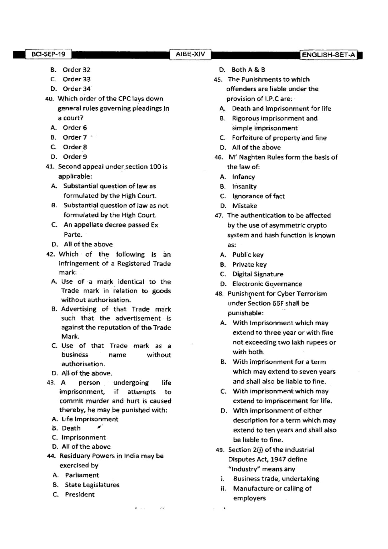 AIBE 14 Question Paper - Page 6