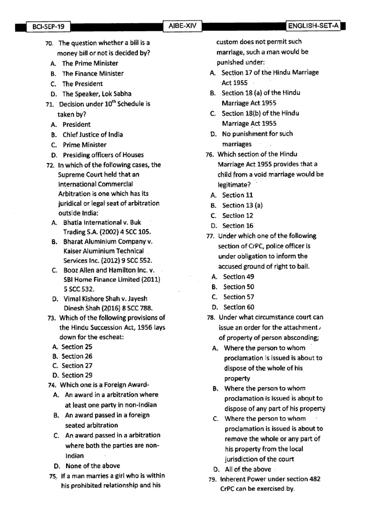 AIBE 14 Question Paper - Page 9