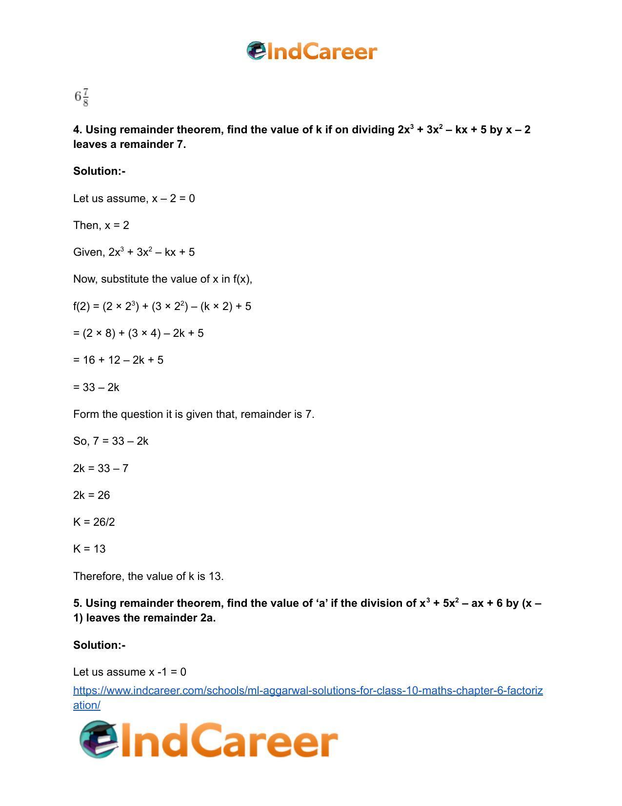 ML Aggarwal Solutions for Class 10 Maths Chapter 6- Factorization - Page 6
