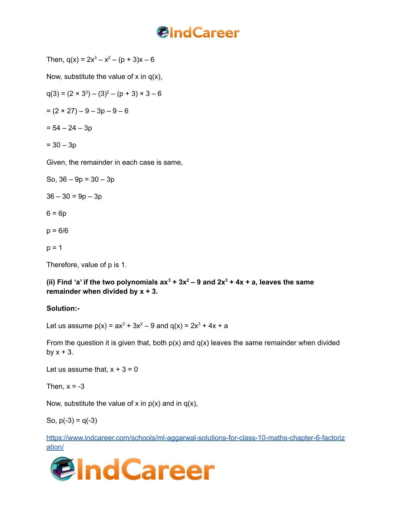 ML Aggarwal Solutions for Class 10 Maths Chapter 6- Factorization - Page 10