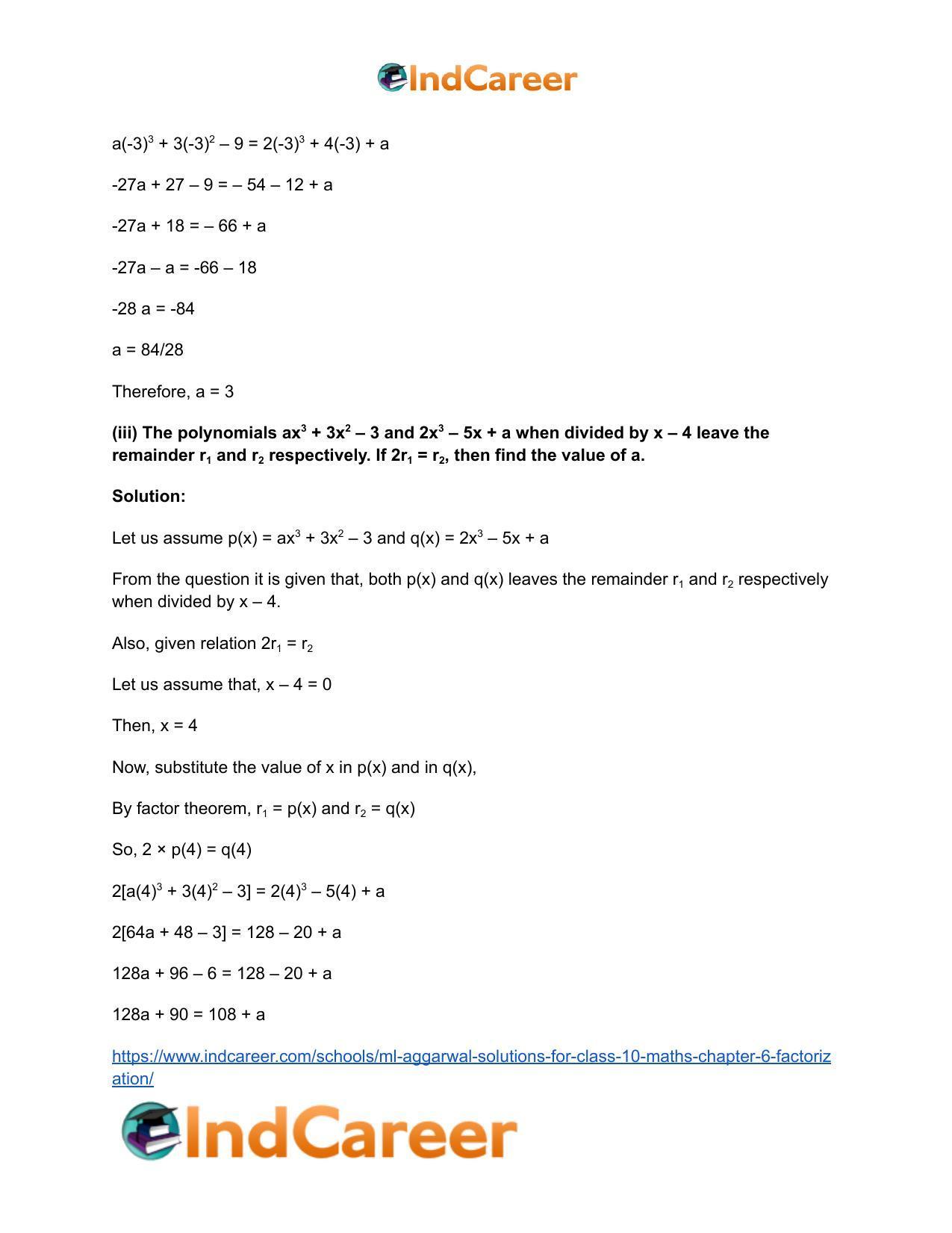ML Aggarwal Solutions for Class 10 Maths Chapter 6- Factorization - Page 11