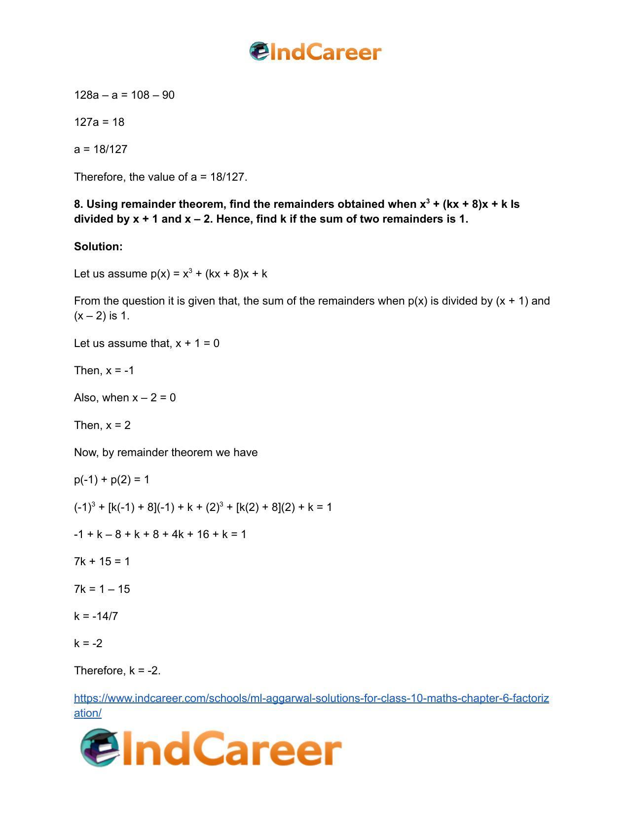 ML Aggarwal Solutions for Class 10 Maths Chapter 6- Factorization - Page 12