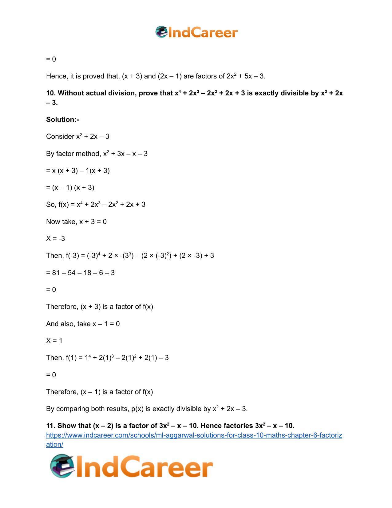 ML Aggarwal Solutions for Class 10 Maths Chapter 6- Factorization - Page 14