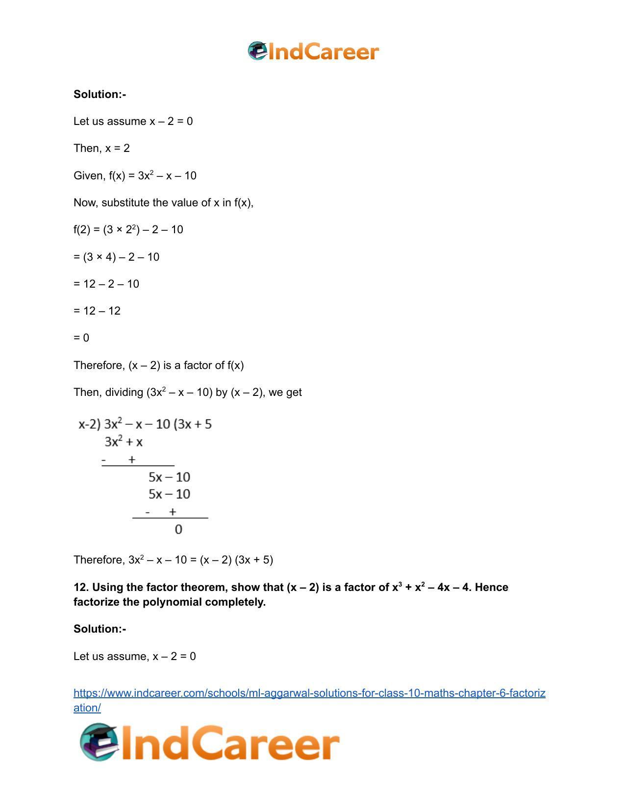 ML Aggarwal Solutions for Class 10 Maths Chapter 6- Factorization - Page 15