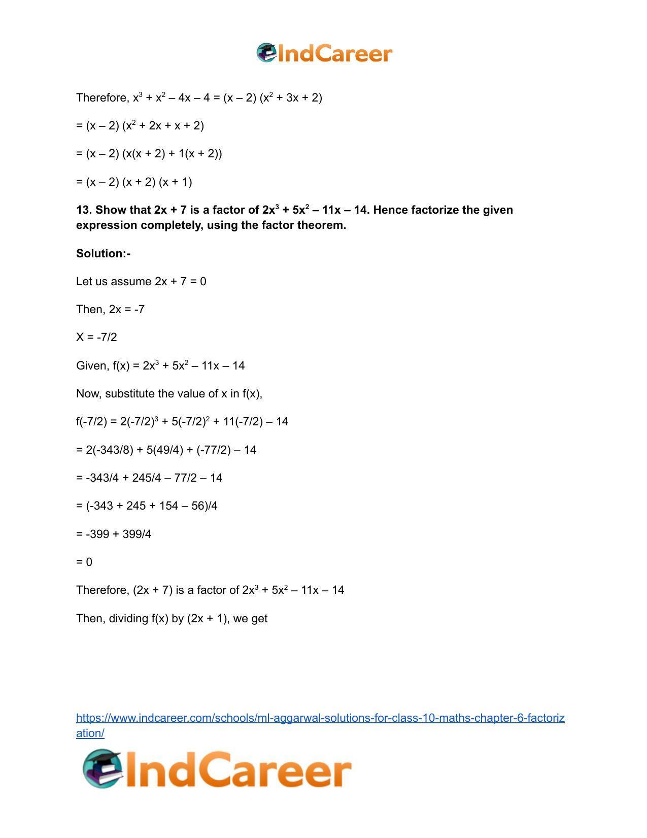 ML Aggarwal Solutions for Class 10 Maths Chapter 6- Factorization - Page 17