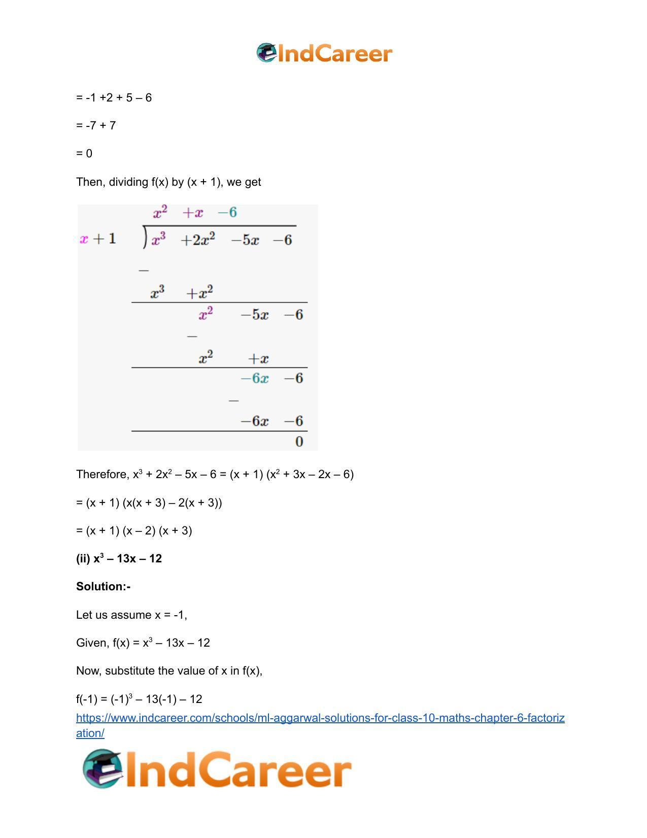 ML Aggarwal Solutions for Class 10 Maths Chapter 6- Factorization - Page 19