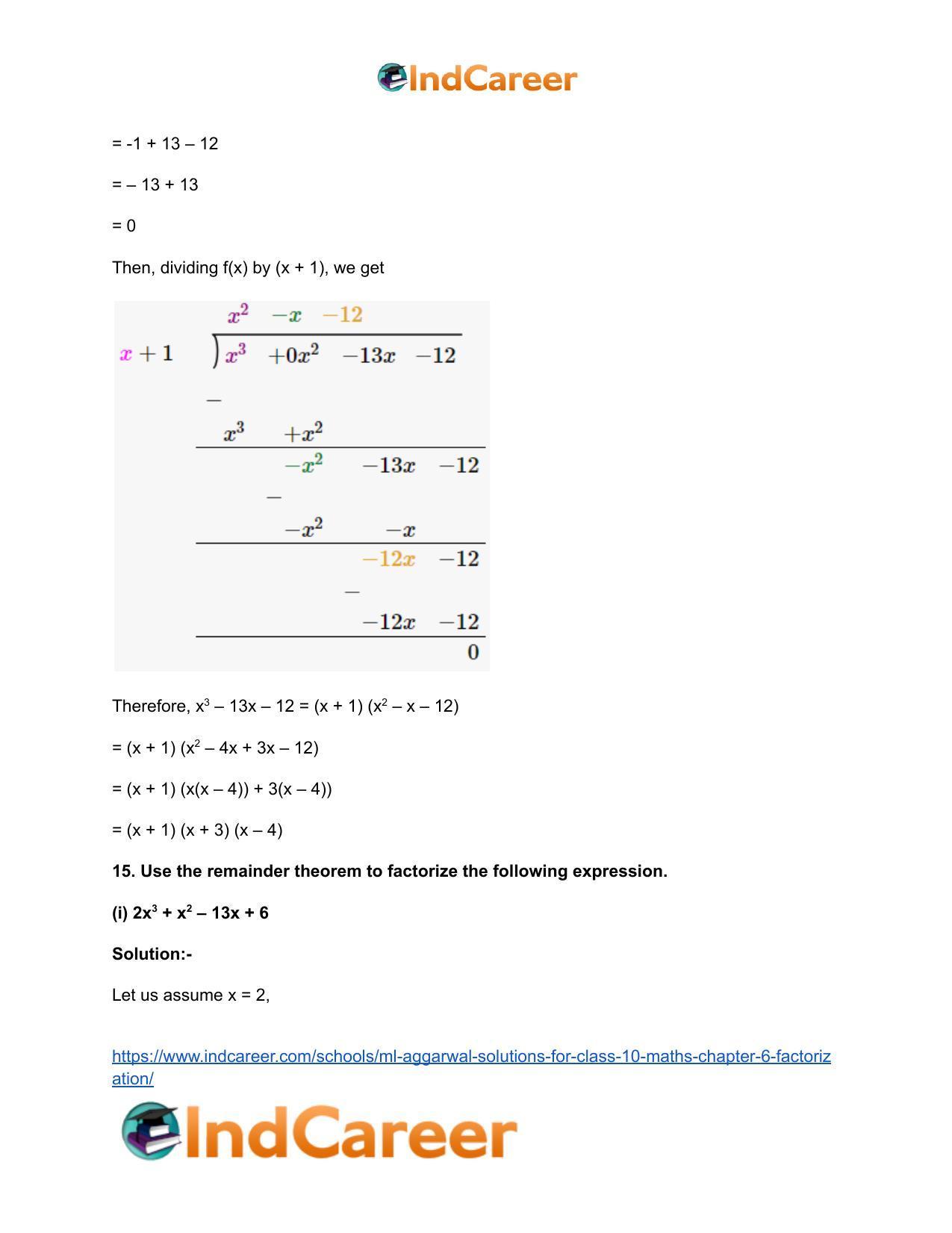 ML Aggarwal Solutions for Class 10 Maths Chapter 6- Factorization - Page 20