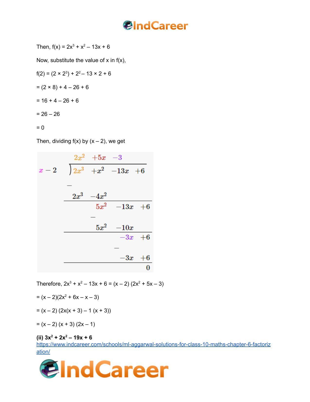 ML Aggarwal Solutions for Class 10 Maths Chapter 6- Factorization - Page 21