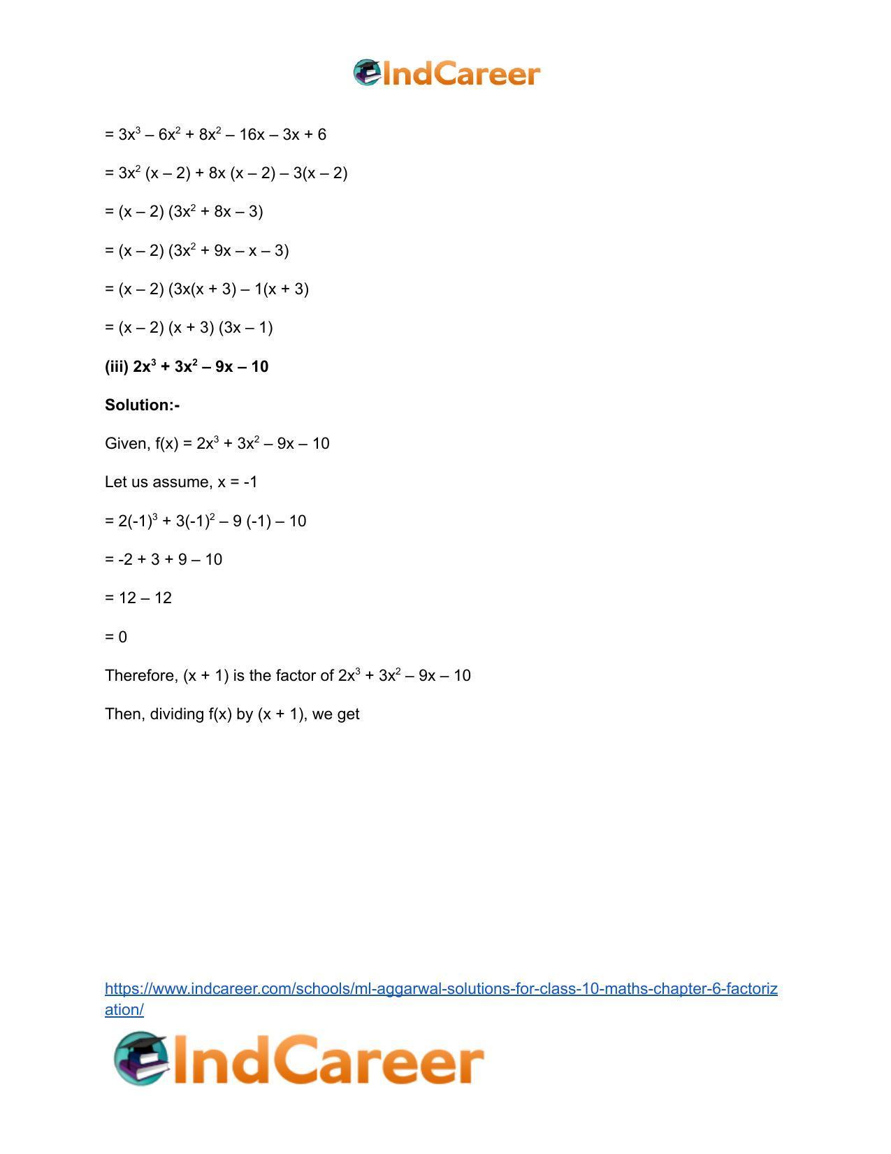 ML Aggarwal Solutions for Class 10 Maths Chapter 6- Factorization - Page 23