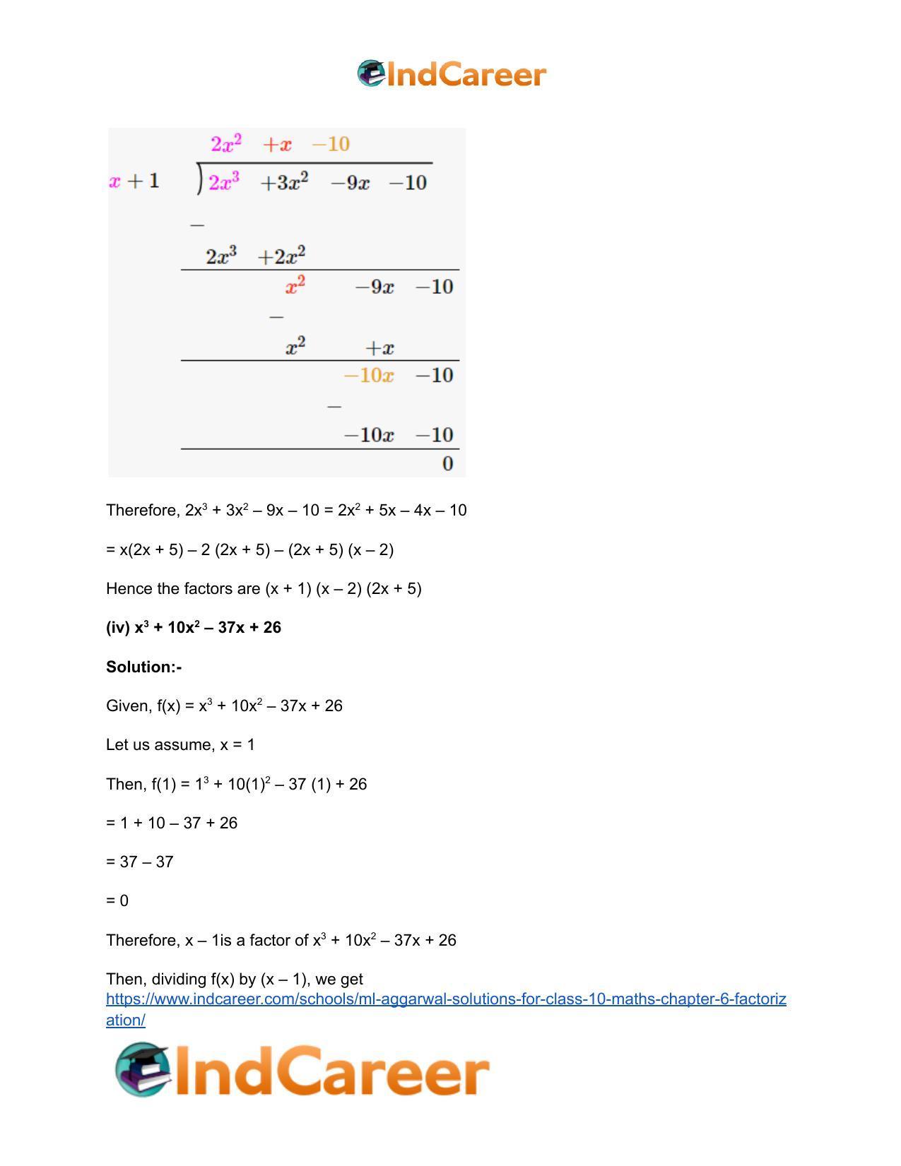 ML Aggarwal Solutions for Class 10 Maths Chapter 6- Factorization - Page 24