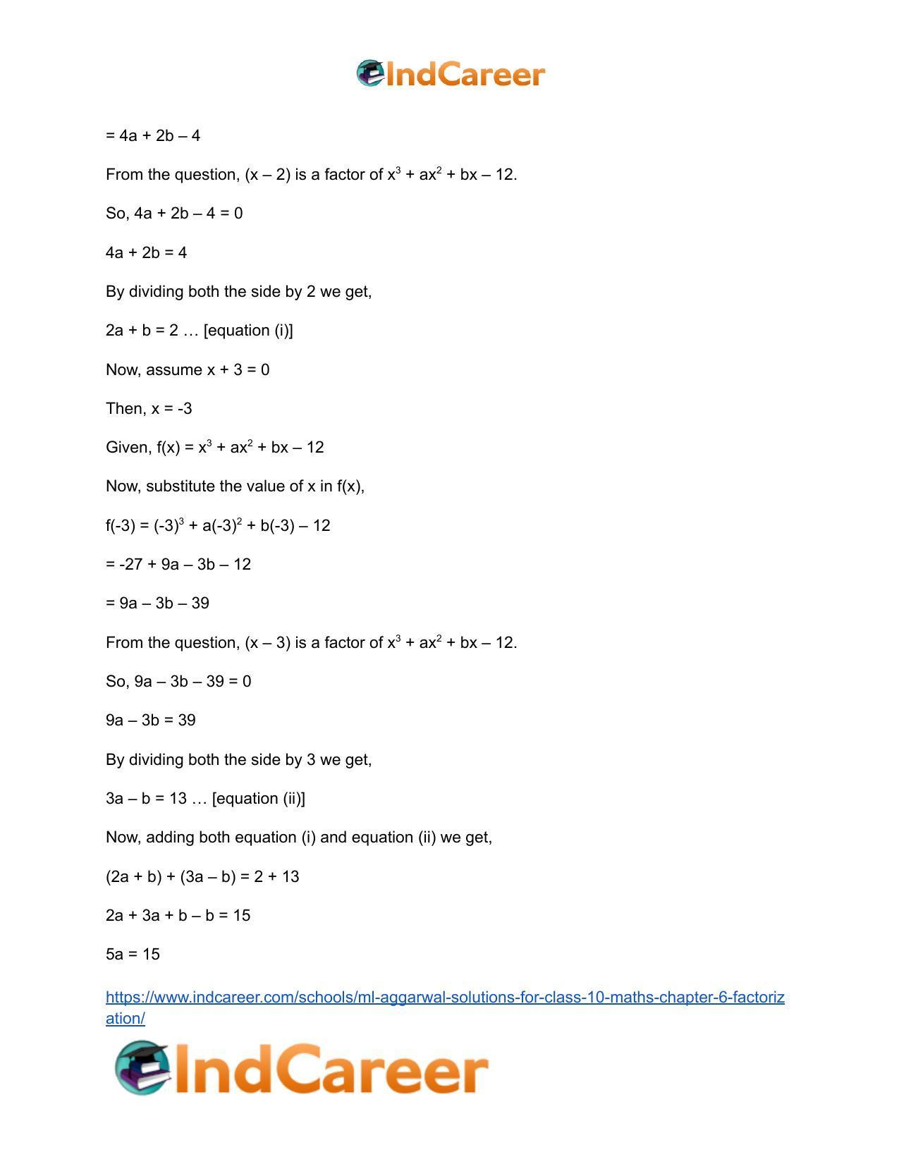 ML Aggarwal Solutions for Class 10 Maths Chapter 6- Factorization - Page 30