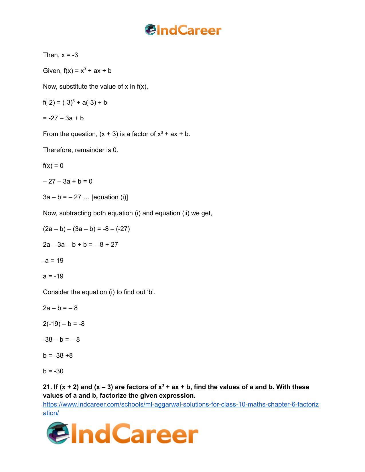 ML Aggarwal Solutions for Class 10 Maths Chapter 6- Factorization - Page 32