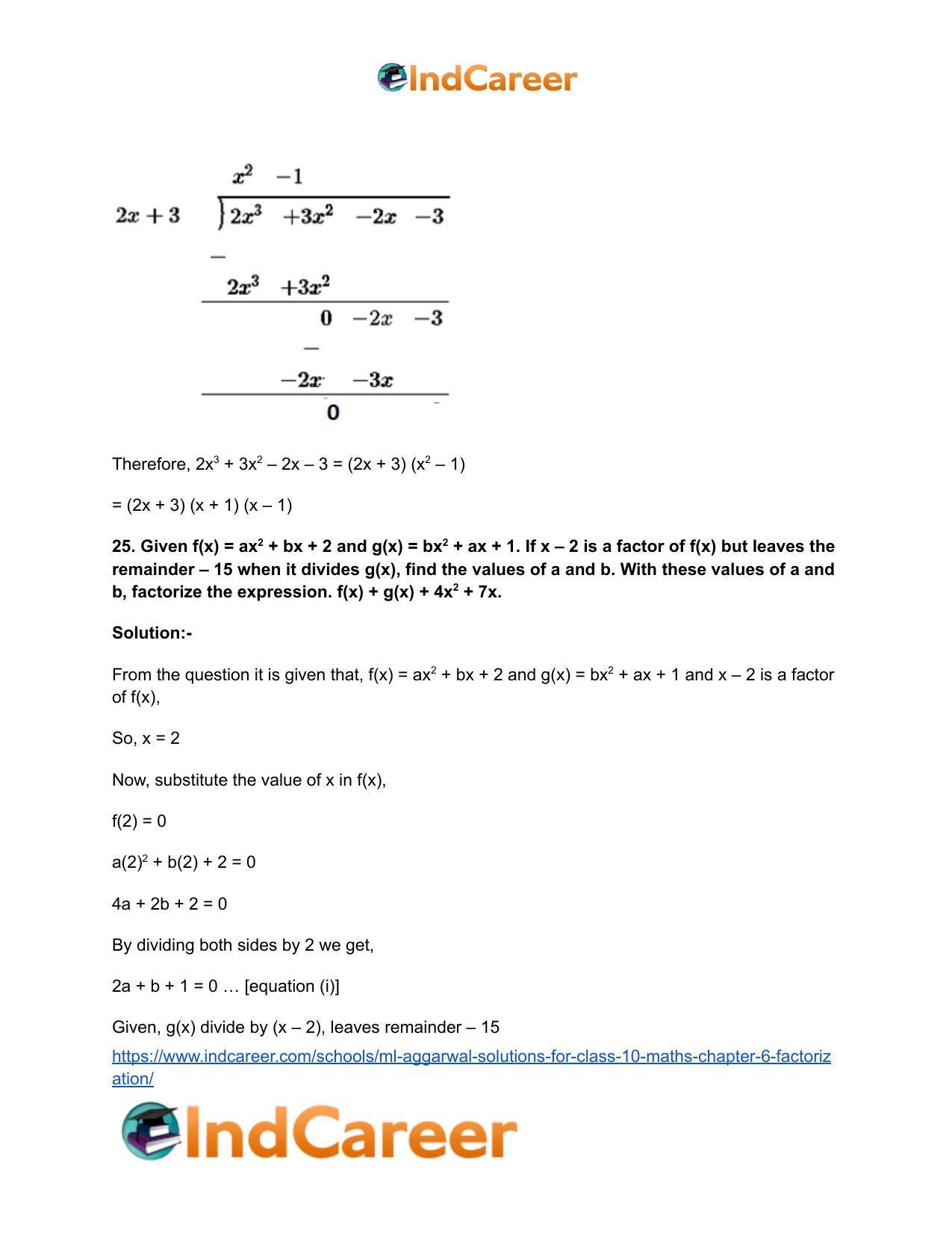 ML Aggarwal Solutions for Class 10 Maths Chapter 6- Factorization - Page 42