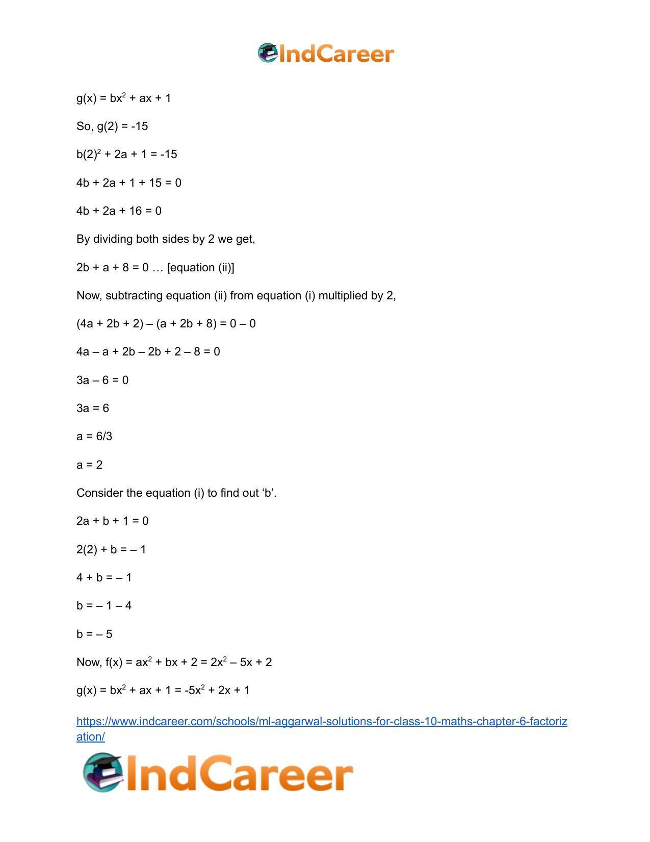 ML Aggarwal Solutions for Class 10 Maths Chapter 6- Factorization - Page 43
