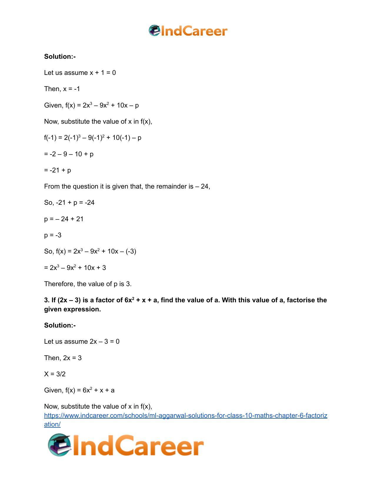 ML Aggarwal Solutions for Class 10 Maths Chapter 6- Factorization - Page 46