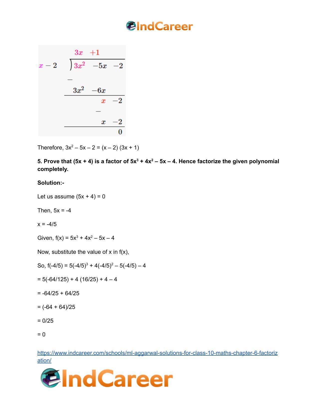 ML Aggarwal Solutions for Class 10 Maths Chapter 6- Factorization - Page 49