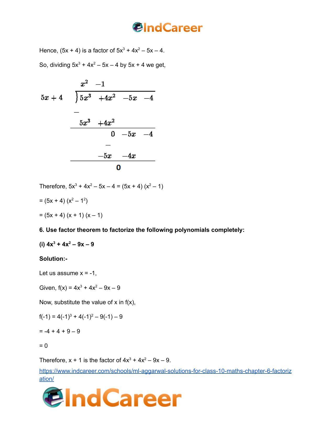 ML Aggarwal Solutions for Class 10 Maths Chapter 6- Factorization - Page 50