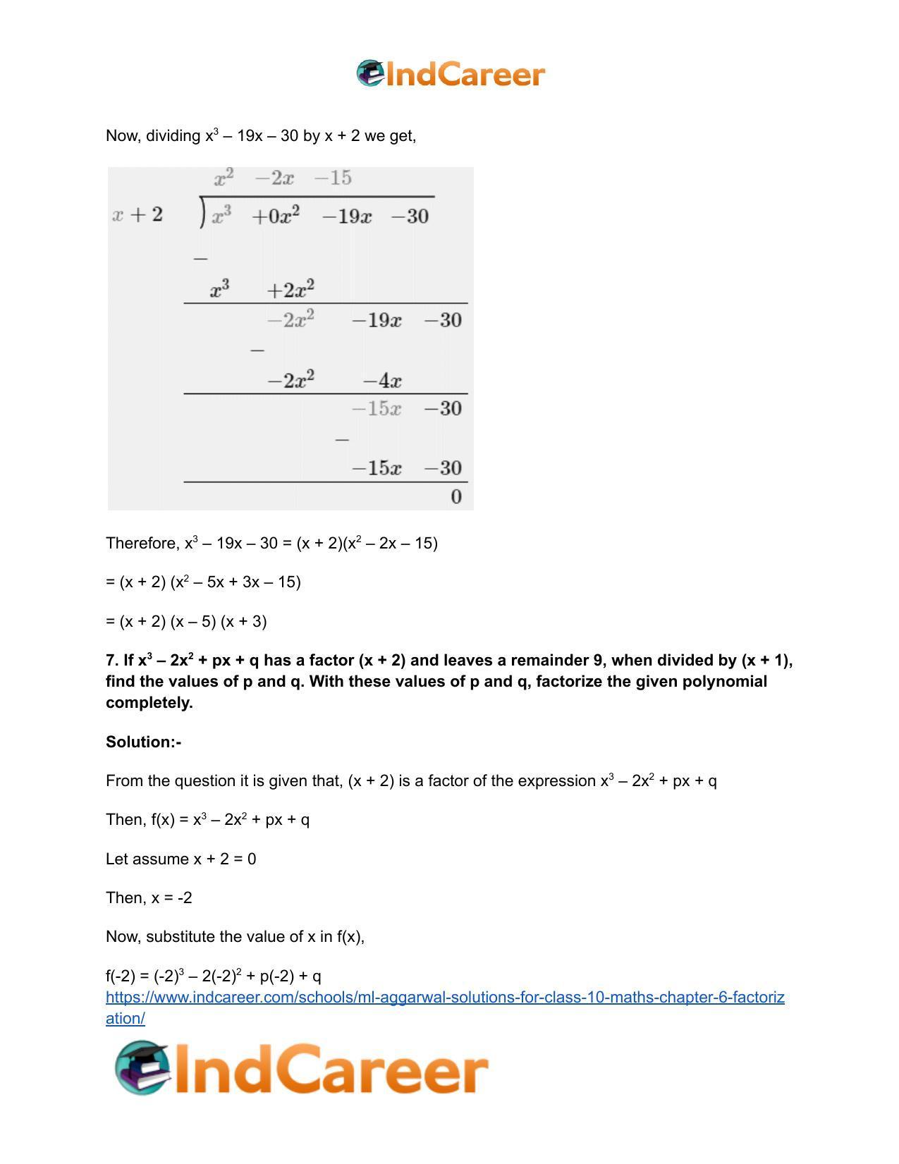 ML Aggarwal Solutions for Class 10 Maths Chapter 6- Factorization - Page 52