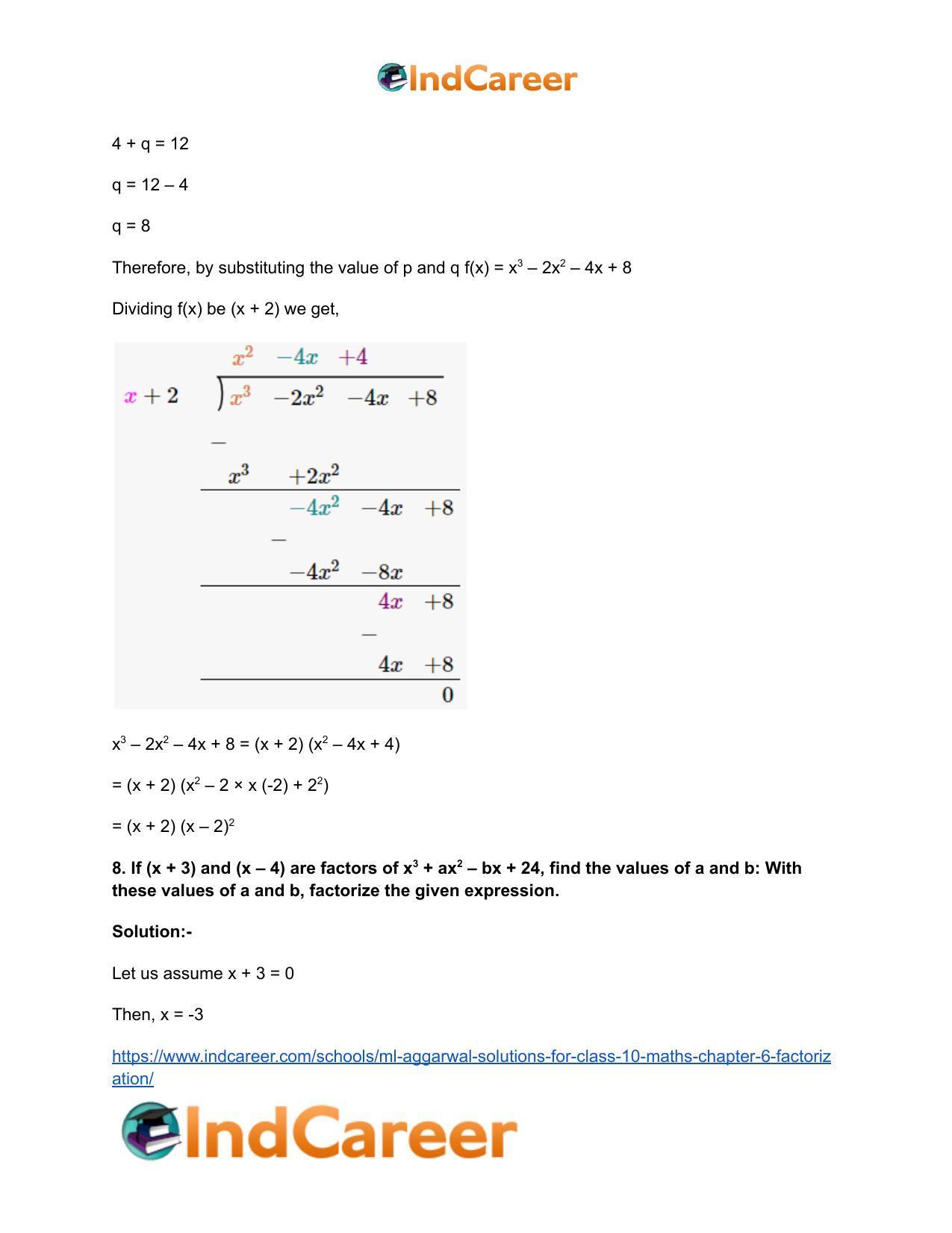 ML Aggarwal Solutions for Class 10 Maths Chapter 6- Factorization - Page 54