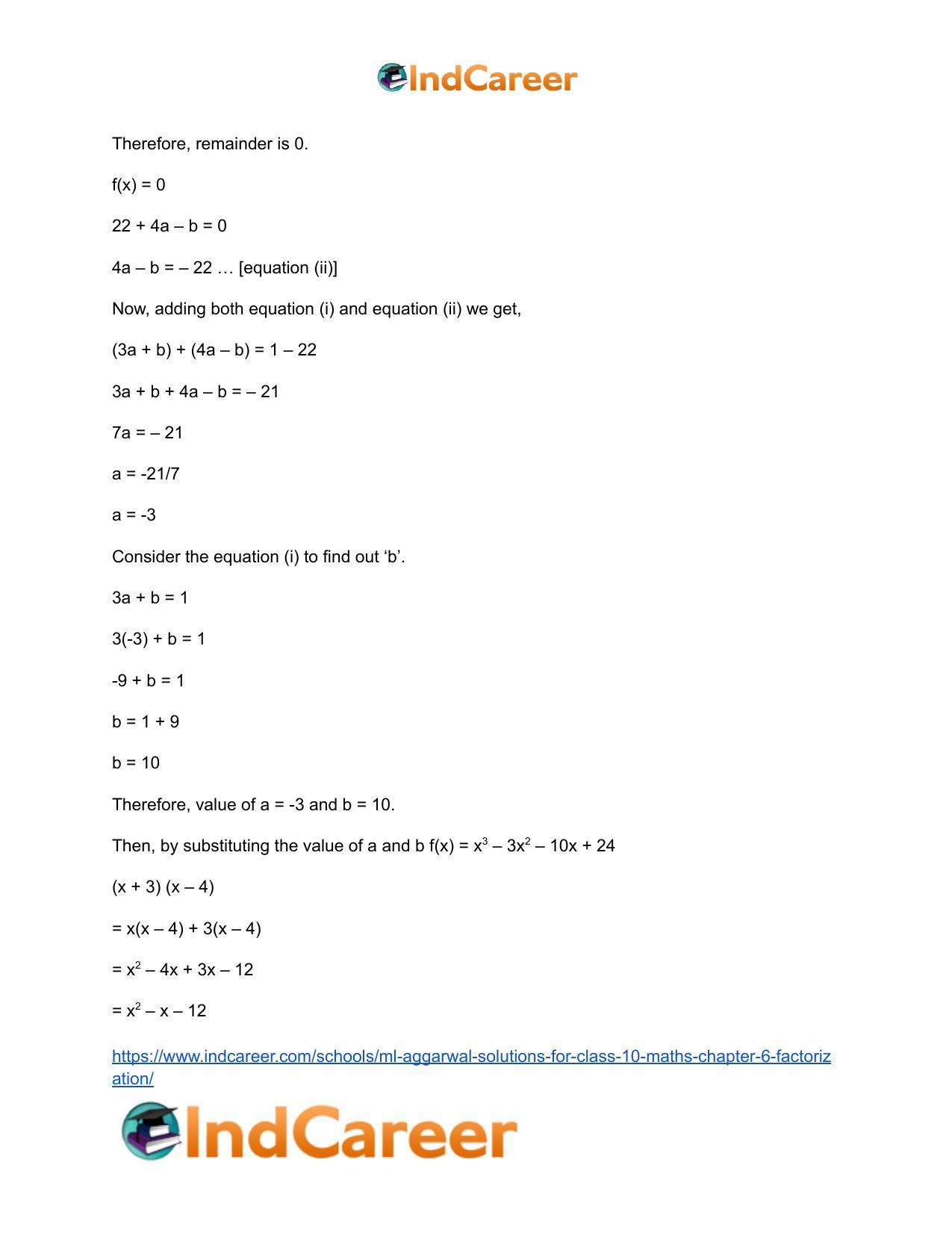 ML Aggarwal Solutions for Class 10 Maths Chapter 6- Factorization - Page 56