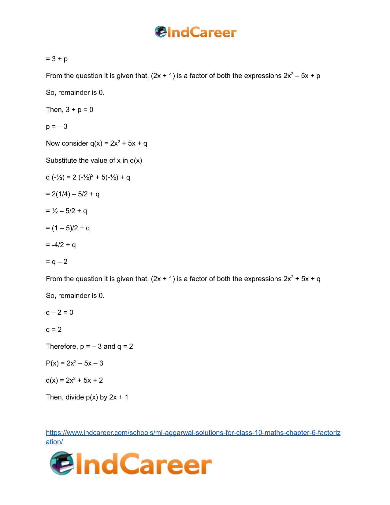 ML Aggarwal Solutions for Class 10 Maths Chapter 6- Factorization - Page 58