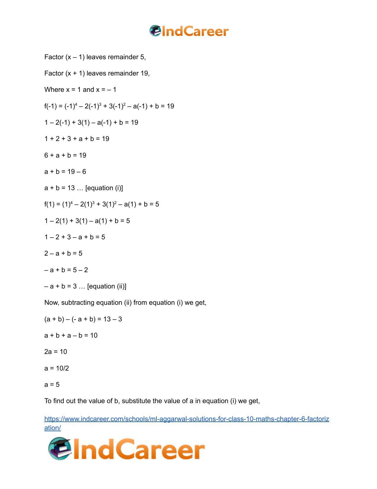 ML Aggarwal Solutions for Class 10 Maths Chapter 6- Factorization - Page 60