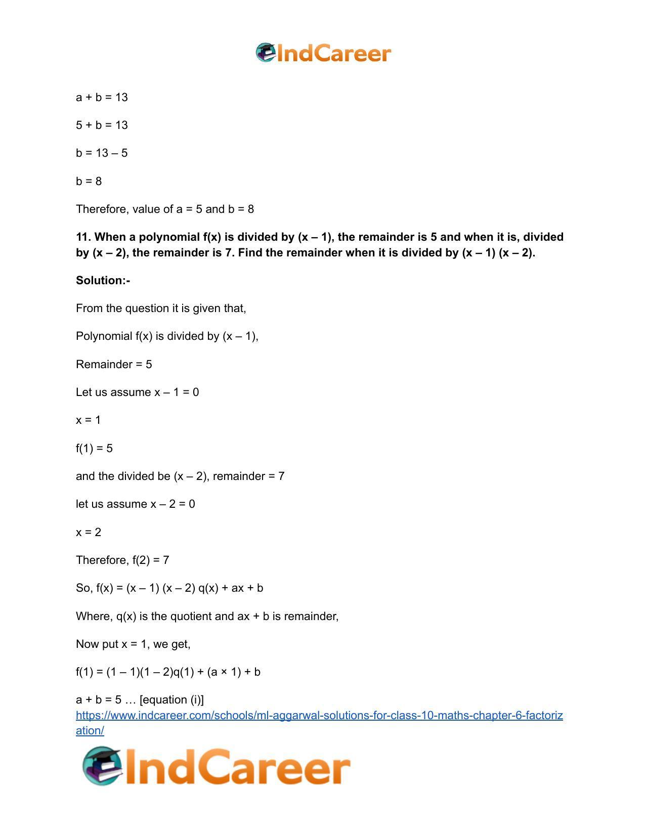 ML Aggarwal Solutions for Class 10 Maths Chapter 6- Factorization - Page 61