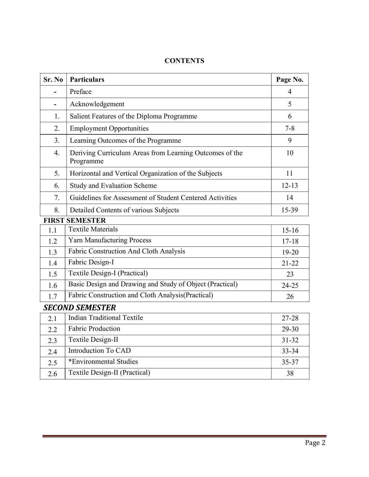 SYLLABUS FOR FIRST SEMESTER SESSION (2020-2021) - TWO SEMESTER POST GRADUATE DIPLOMA COURSE IN TEXTILE DESIGN - Page 2