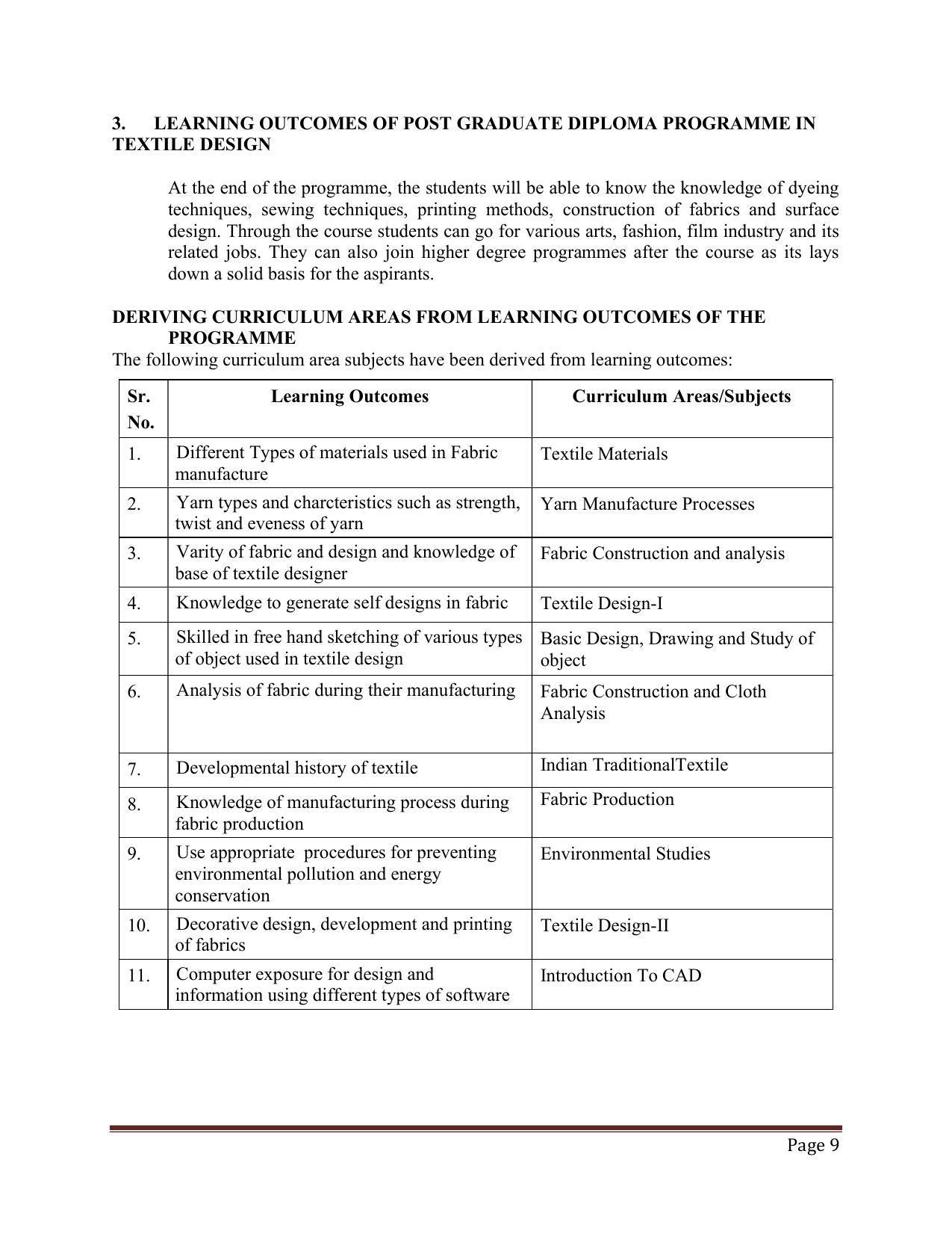 SYLLABUS FOR FIRST SEMESTER SESSION (2020-2021) - TWO SEMESTER POST GRADUATE DIPLOMA COURSE IN TEXTILE DESIGN - Page 9