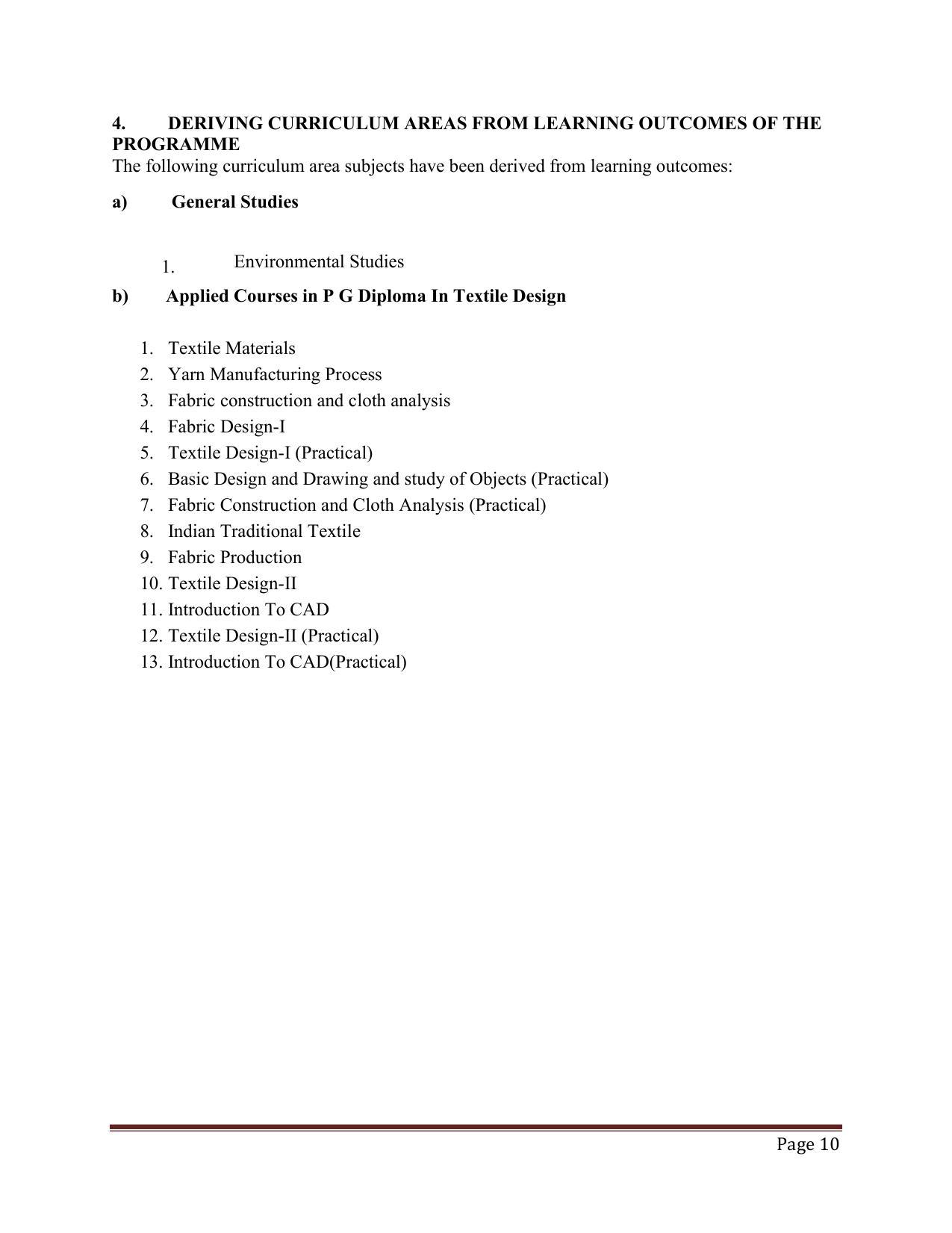 SYLLABUS FOR FIRST SEMESTER SESSION (2020-2021) - TWO SEMESTER POST GRADUATE DIPLOMA COURSE IN TEXTILE DESIGN - Page 10