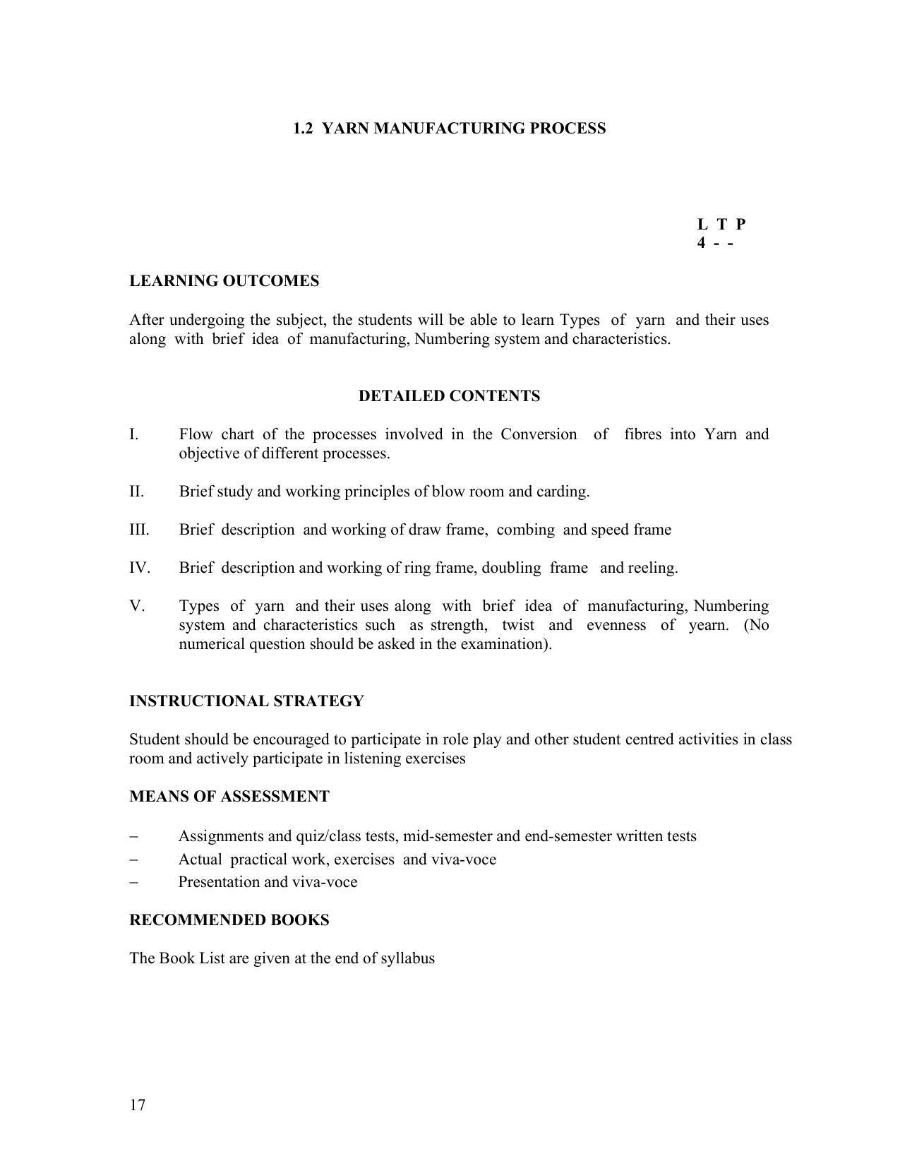 SYLLABUS FOR FIRST SEMESTER SESSION (2020-2021) - TWO SEMESTER POST GRADUATE DIPLOMA COURSE IN TEXTILE DESIGN - Page 17