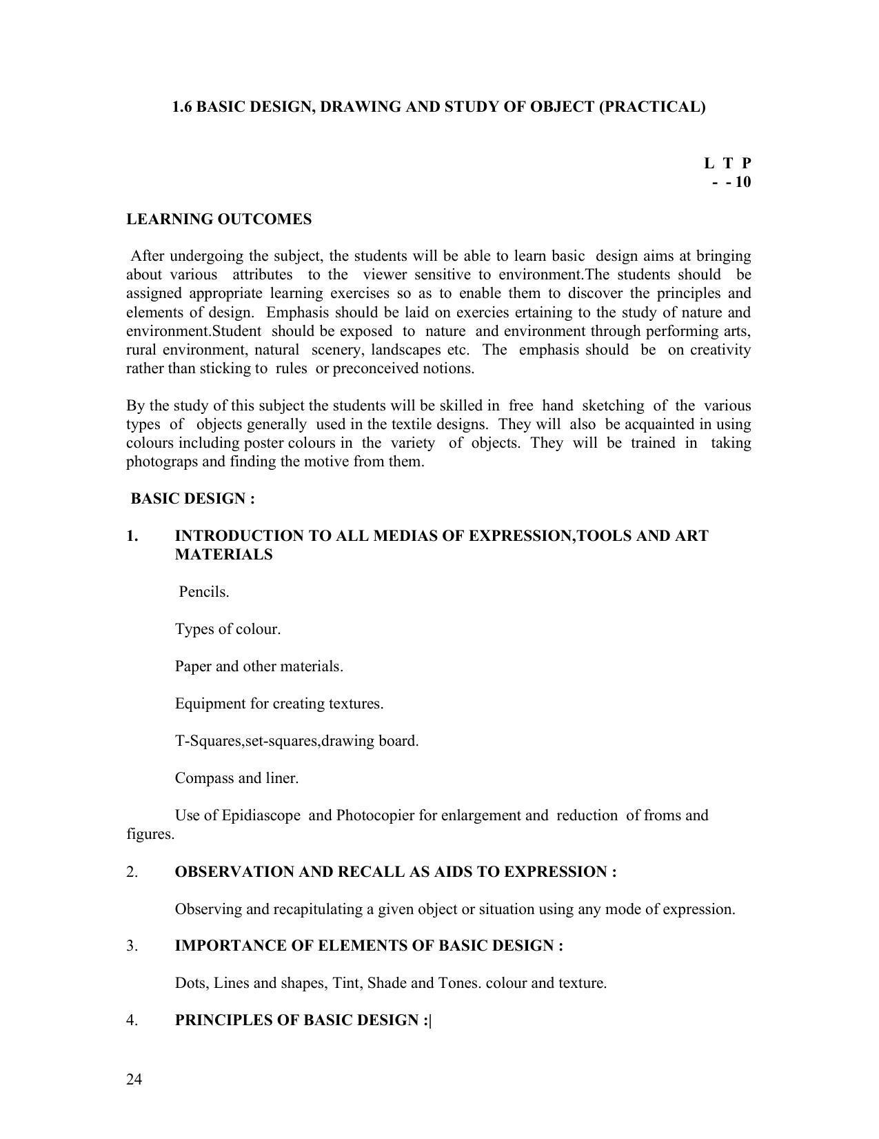 SYLLABUS FOR FIRST SEMESTER SESSION (2020-2021) - TWO SEMESTER POST GRADUATE DIPLOMA COURSE IN TEXTILE DESIGN - Page 24