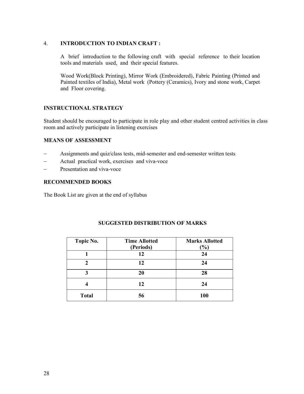SYLLABUS FOR FIRST SEMESTER SESSION (2020-2021) - TWO SEMESTER POST GRADUATE DIPLOMA COURSE IN TEXTILE DESIGN - Page 28