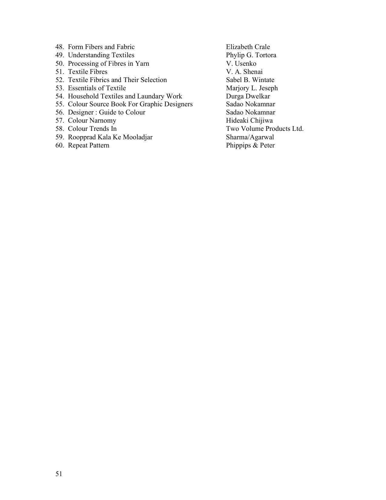SYLLABUS FOR FIRST SEMESTER SESSION (2020-2021) - TWO SEMESTER POST GRADUATE DIPLOMA COURSE IN TEXTILE DESIGN - Page 51