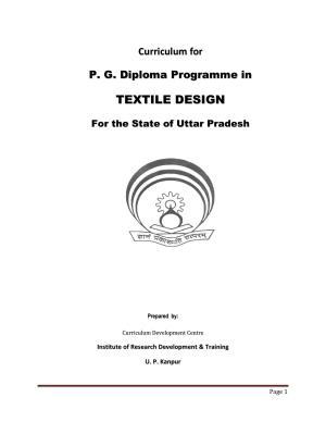 SYLLABUS FOR FIRST SEMESTER SESSION (2020-2021) - TWO SEMESTER POST GRADUATE DIPLOMA COURSE IN TEXTILE DESIGN