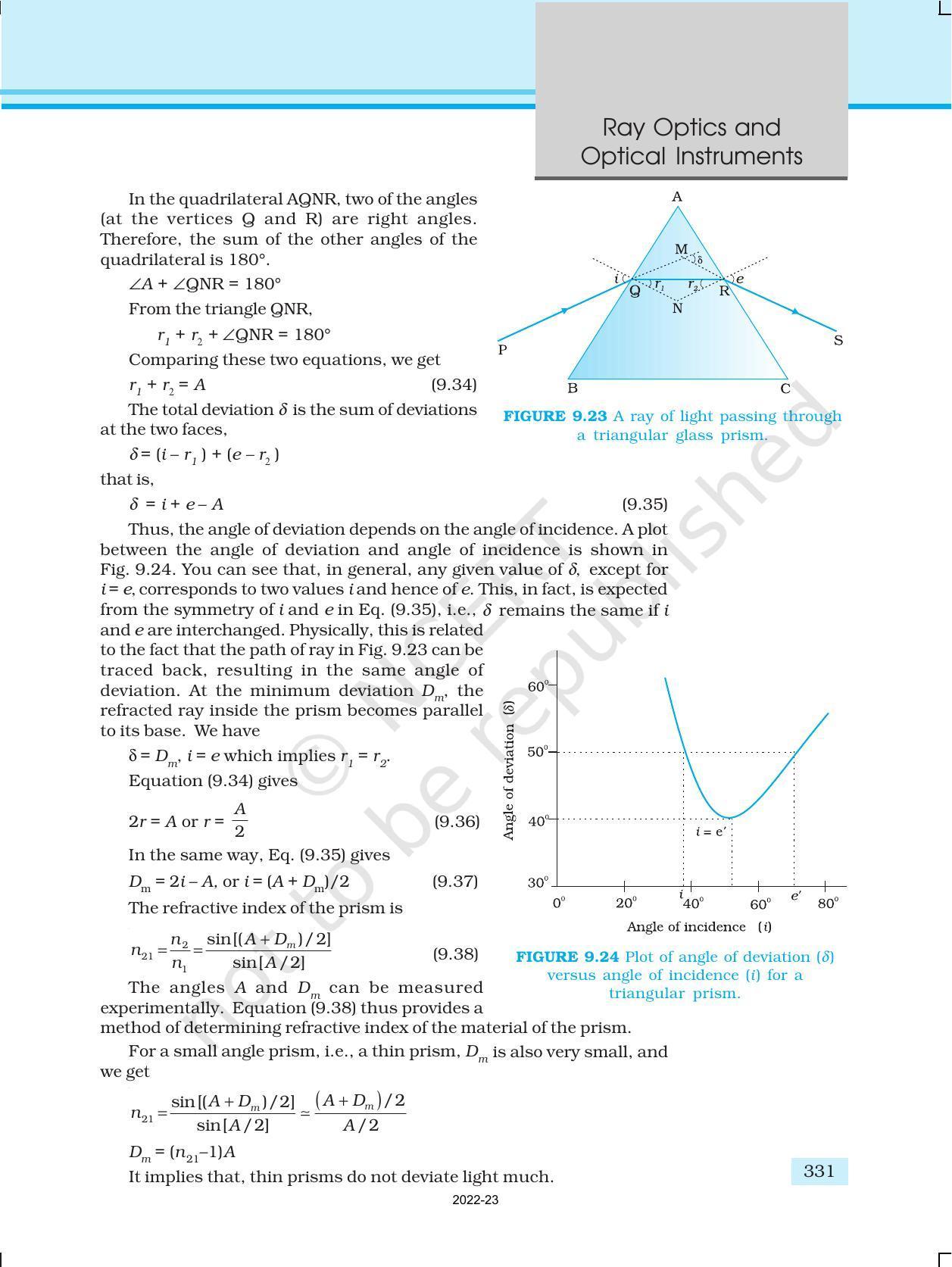 NCERT Book for Class 12 Physics Chapter 9 Ray Optics And Optical Instruments - Page 23