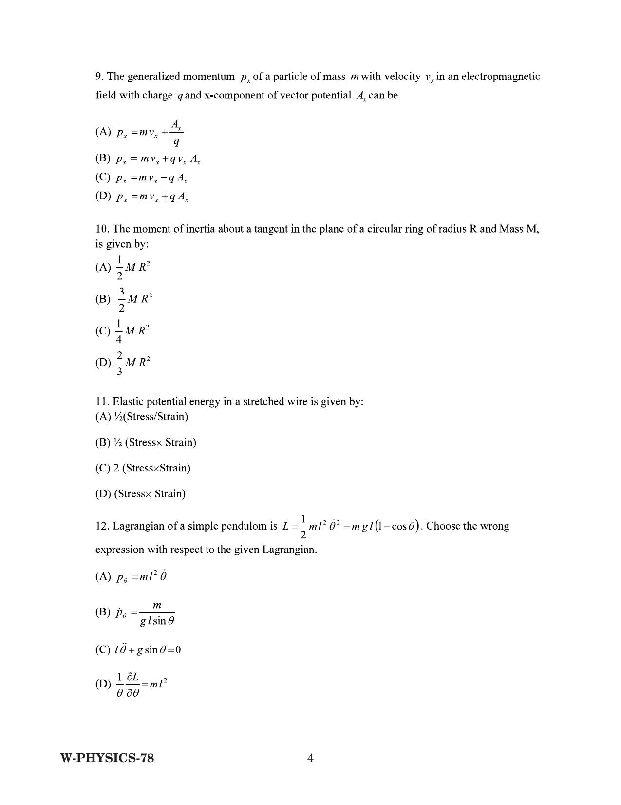 Odisha CPET 2022 PHYSICS Question Paper - Page 4