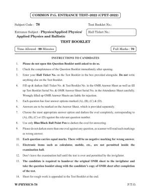 Odisha CPET 2022 PHYSICS Question Paper