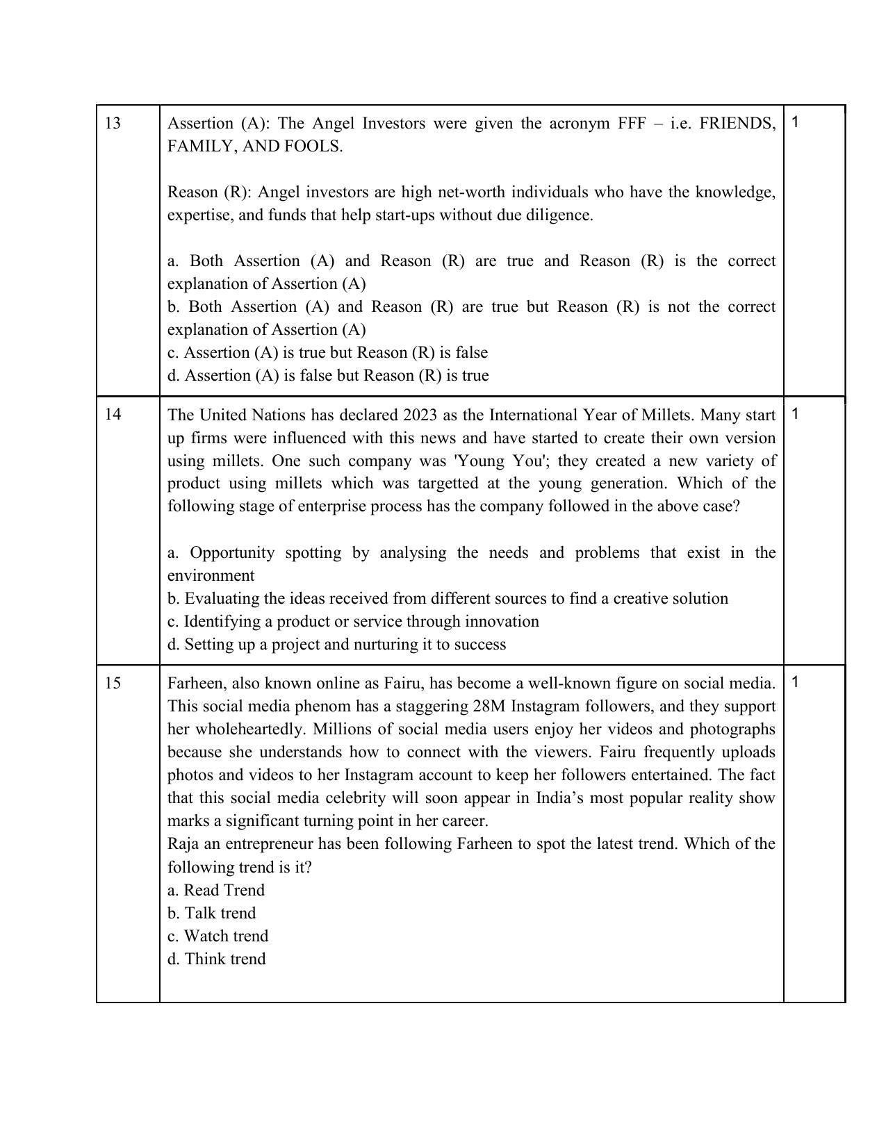 CBSE Class 12 Entrepreneurship Sample Paper 2024 - Page 5