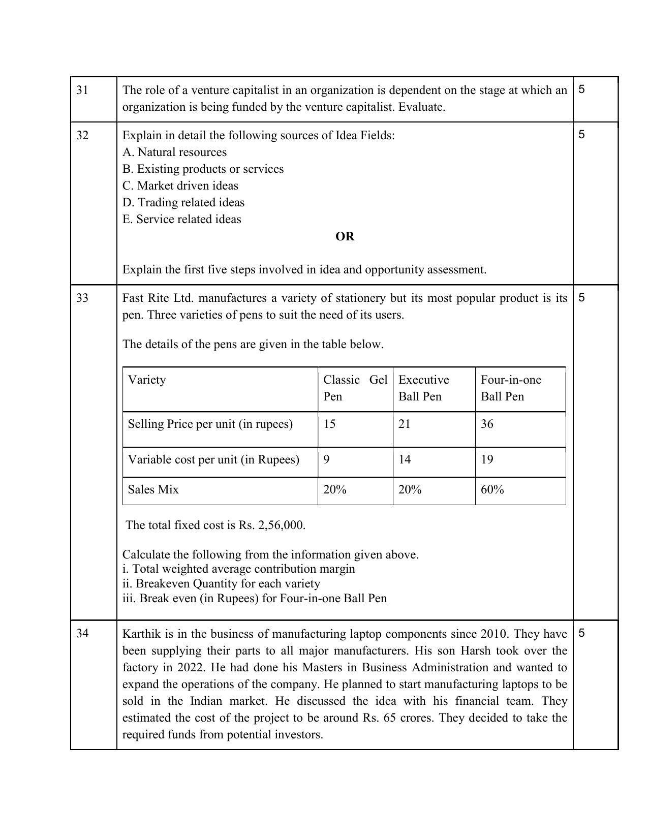 CBSE Class 12 Entrepreneurship Sample Paper 2024 - Page 9