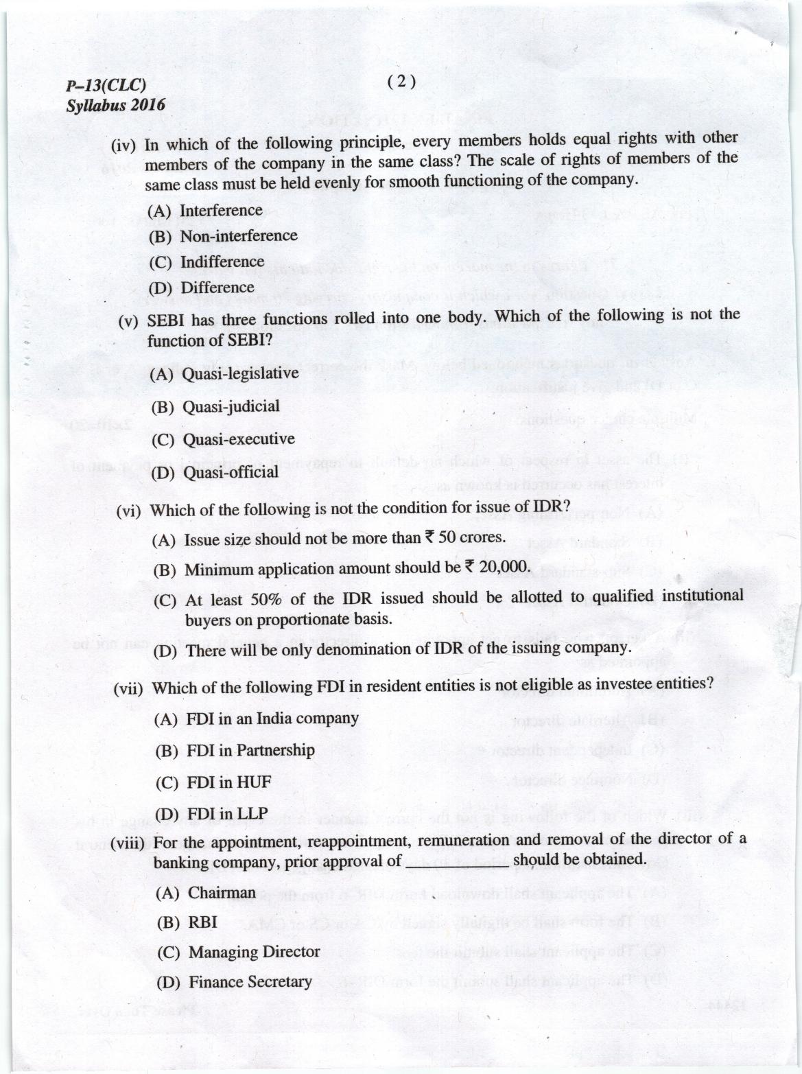 ICMAI June 2019 Corporate Laws & Compliance Question Paper (Final) - Page 2