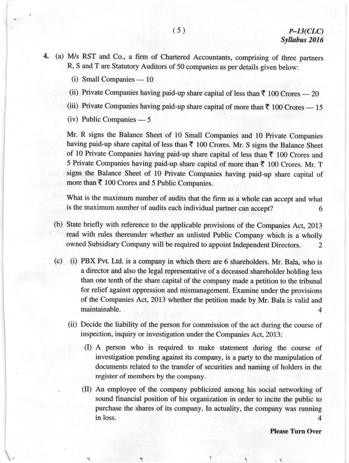 ICMAI June 2019 Corporate Laws & Compliance Question Paper (Final) - Page 5