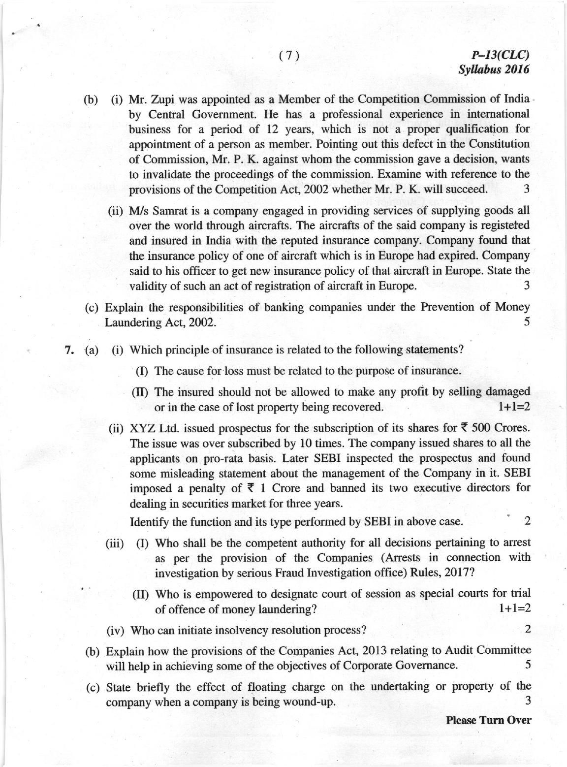 ICMAI June 2019 Corporate Laws & Compliance Question Paper (Final) - Page 7