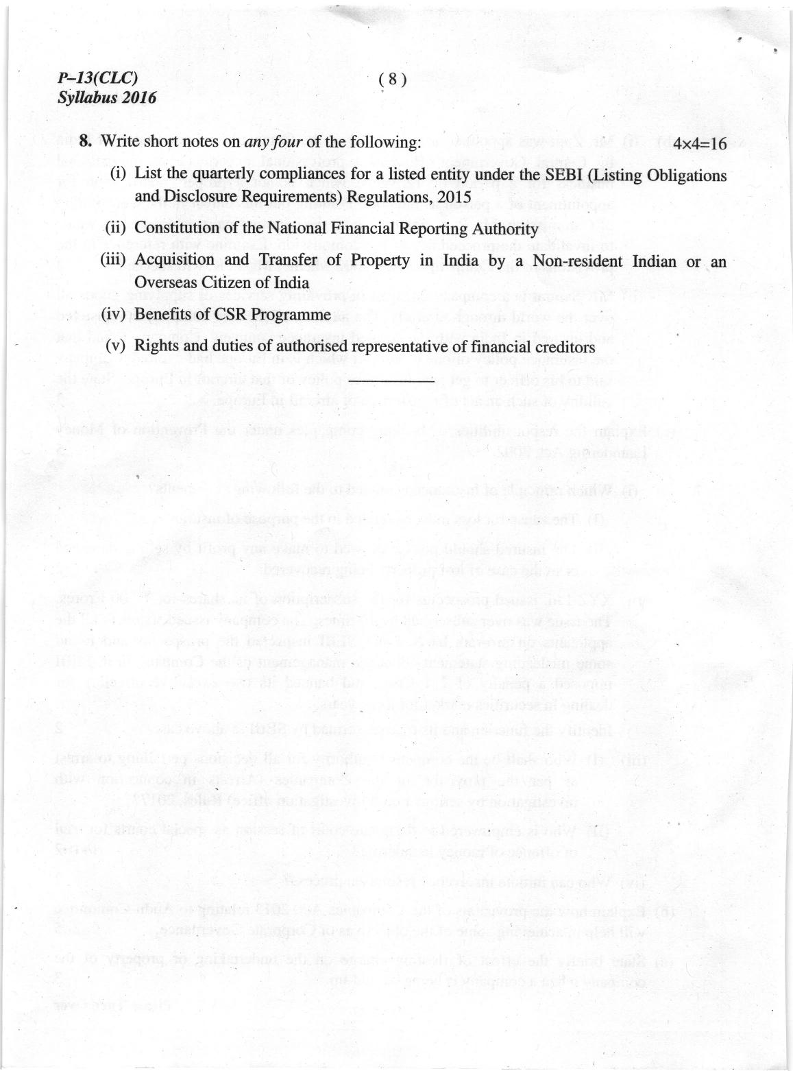 ICMAI June 2019 Corporate Laws & Compliance Question Paper (Final) - Page 8