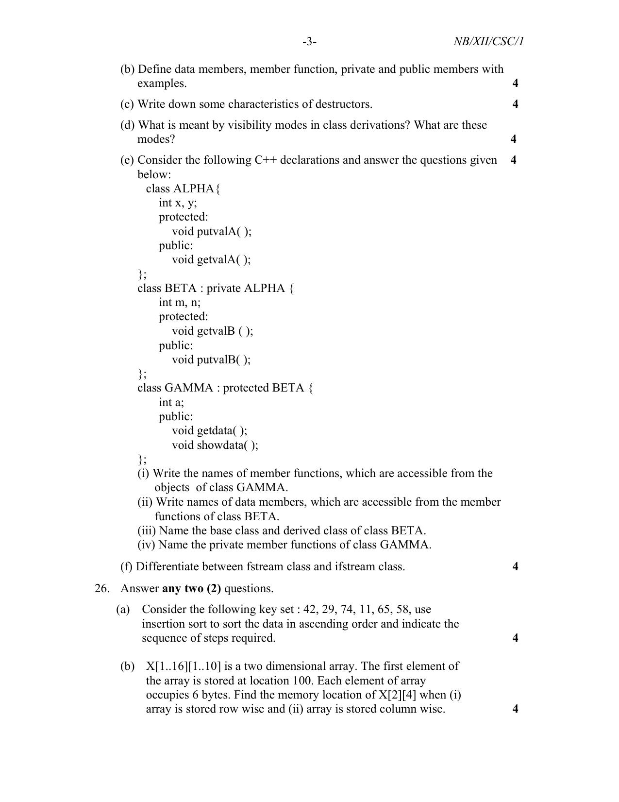 Nagaland Board Class 12 Computer Science 2022 Question Paper - Page 3