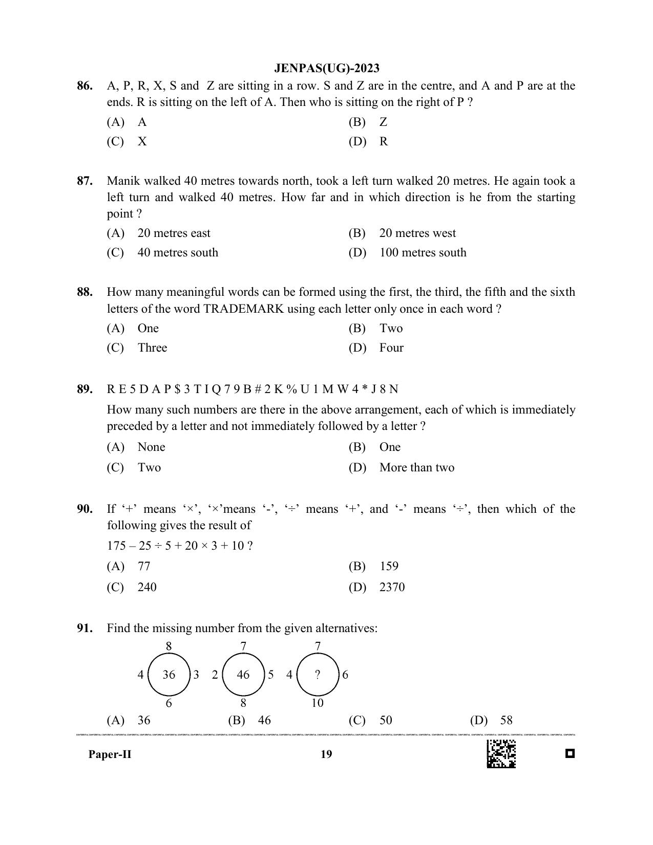 JENPAS (UG) 2023 Paper II (for BHA only) Question Paper - Page 19