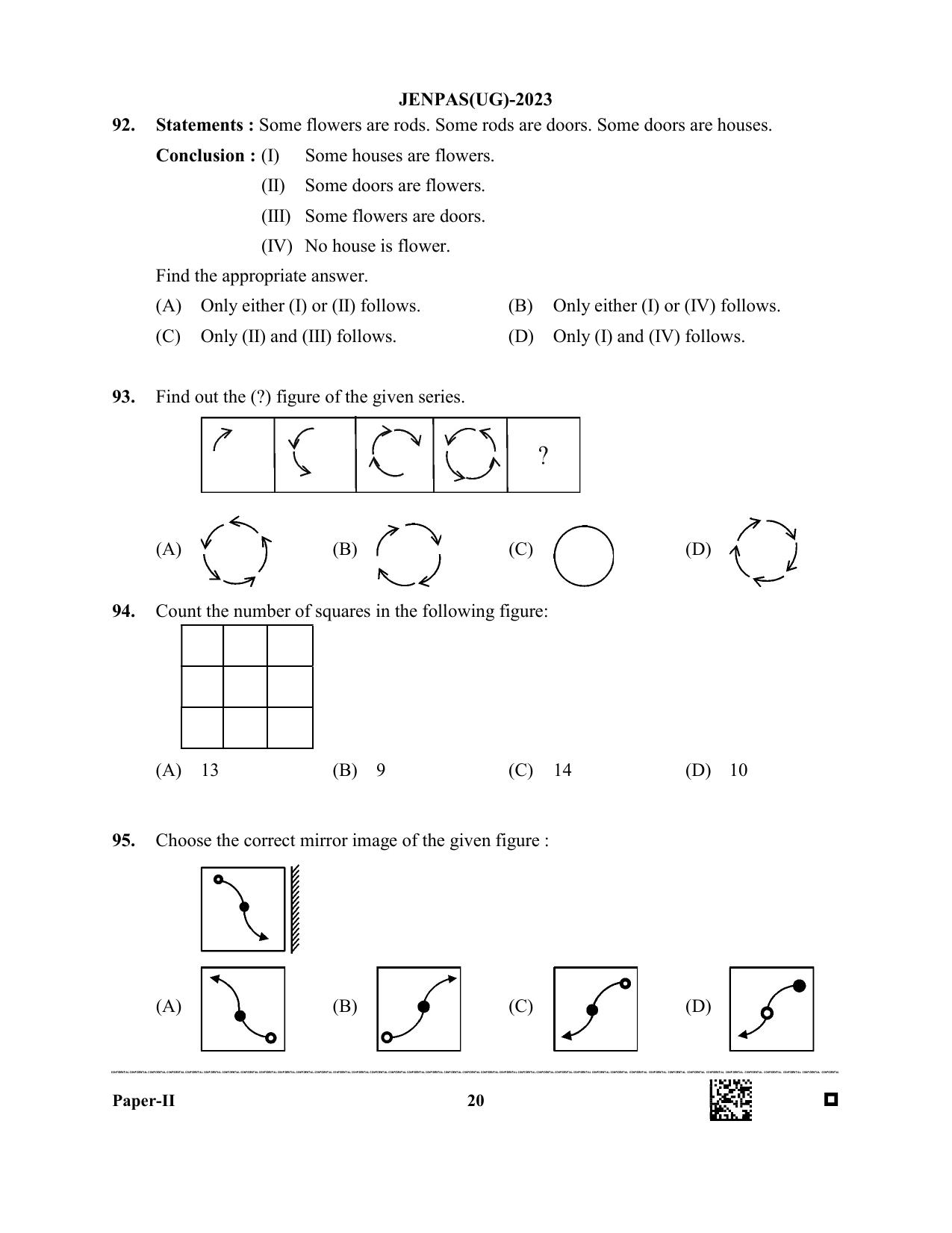 JENPAS (UG) 2023 Paper II (for BHA only) Question Paper - Page 20