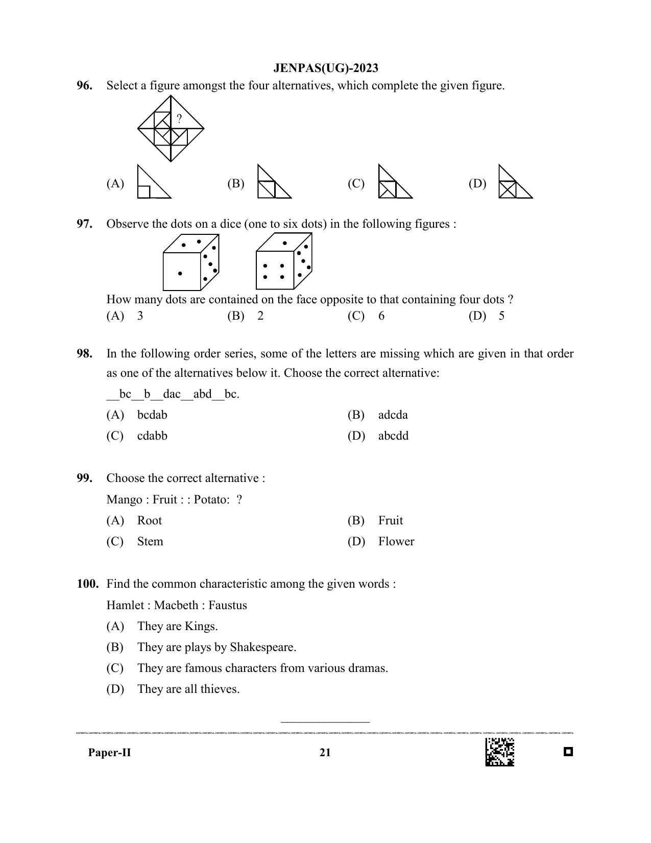 JENPAS (UG) 2023 Paper II (for BHA only) Question Paper - Page 21