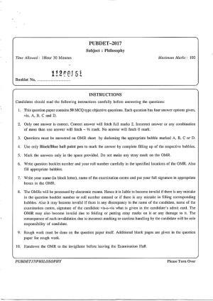 PUBDET 2017 Philosophy Question Paper