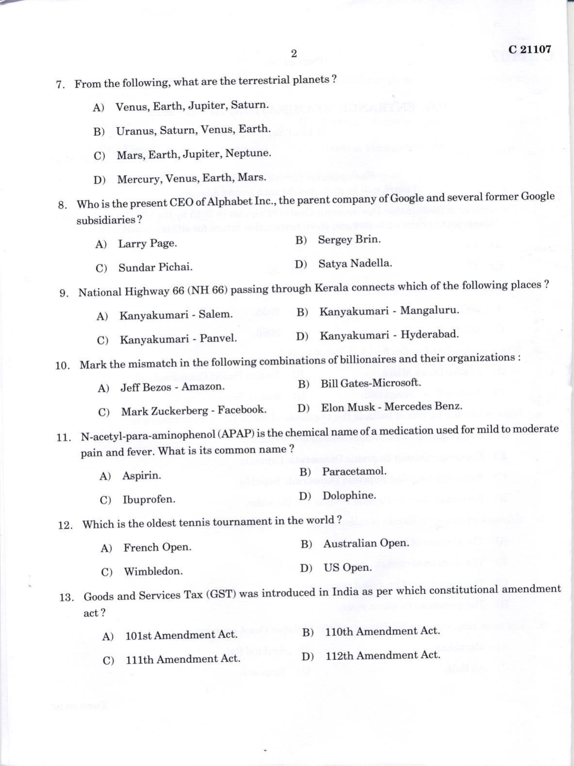 CUCAT 2022 M.Lib.I.Sc Question Paper - Page 2